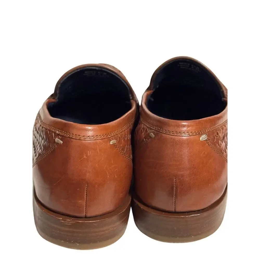 Cole Haan leather woven penny loafers British tan dynamic energy foam comfort